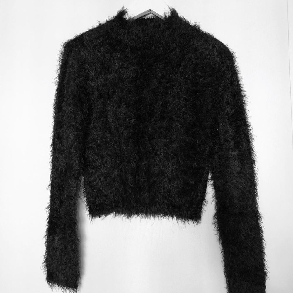 Missguided mock neck fluffy knit sweater